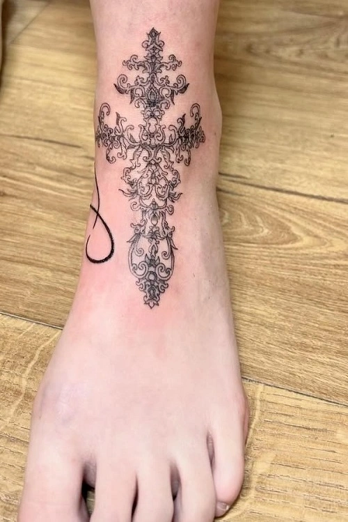 Ankle Cross Tattoos for Women