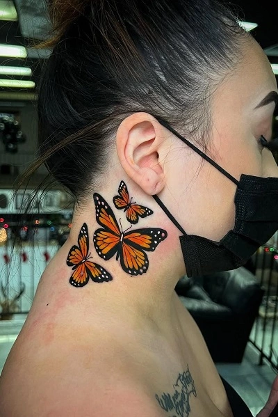 Butterfly Neck Tattoos for Women