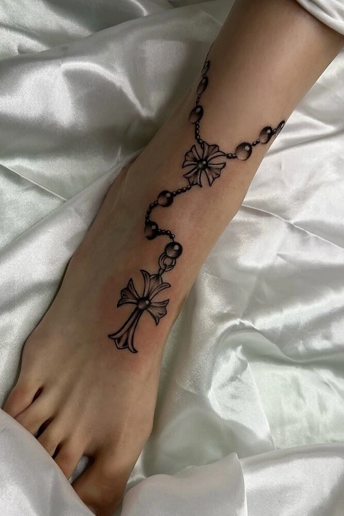 Cross Foot Tattoos for Women