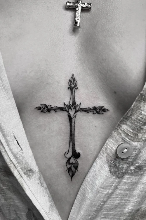 Cross Tattoos for Women Chest