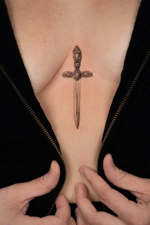 Cross Tattoos for Women Chest