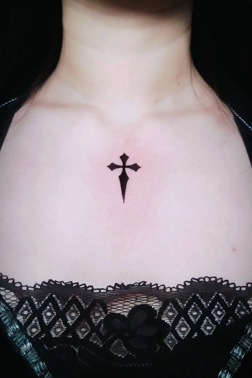 Cross Tattoos for Women Chest