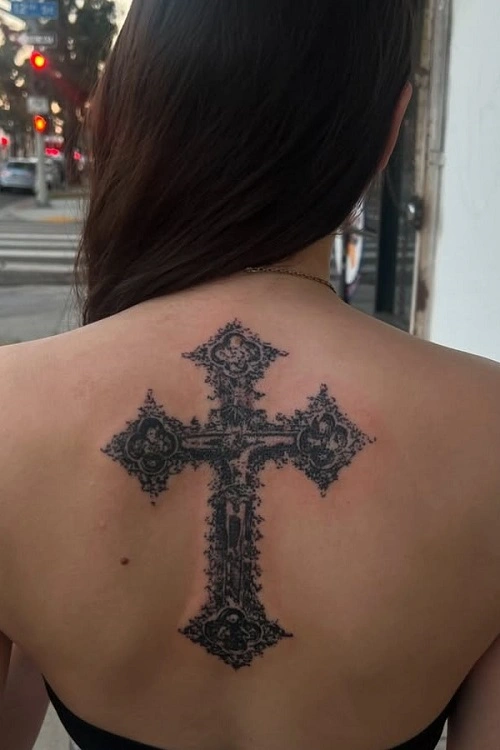 Cross Tattoos for Women on Back