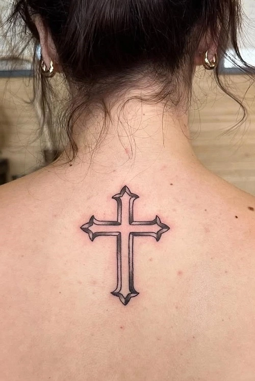 Cross Tattoos for Women on Neck