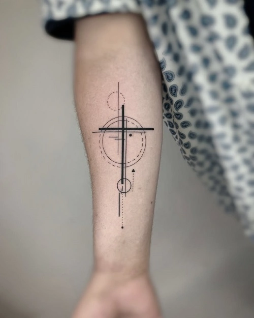 Geometric Cross Tattoo for Women