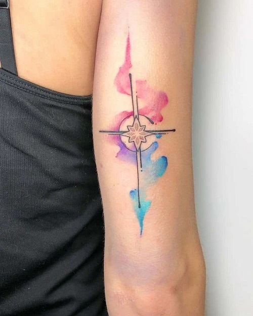 Geometric Cross Tattoo for Women