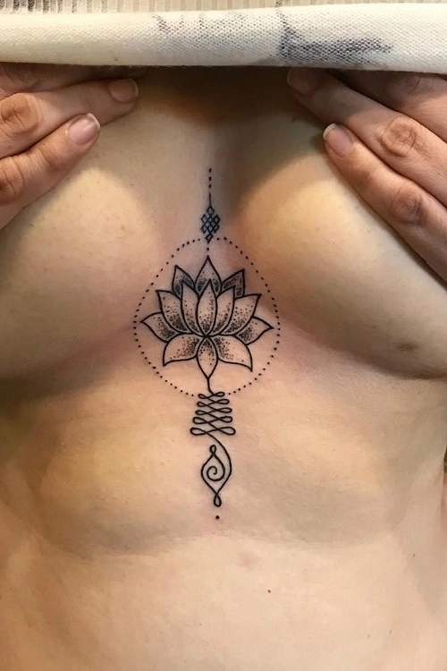 Lotus Sternum Tattoo for Women