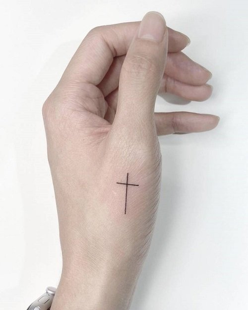 Simple Cross Tattoos for Women