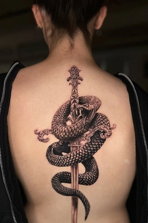 Snake Back Tattoo Women