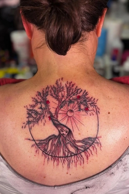 Woman Tree Back Tattoo