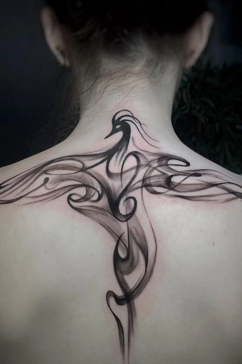 Women’s Phoenix Back Tattoo