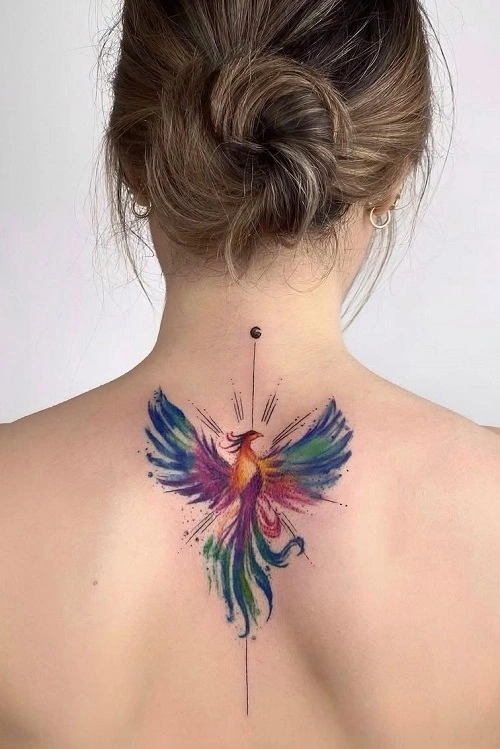 Women’s Phoenix Back Tattoo