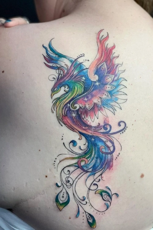 Women’s Phoenix Back Tattoo