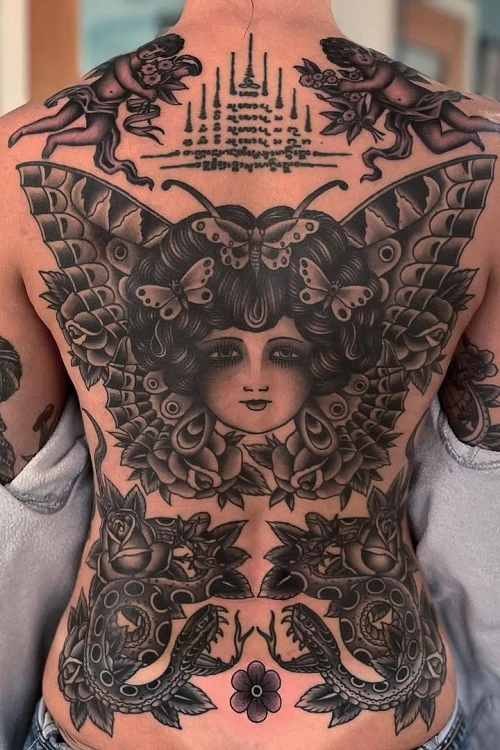 Women’s Traditional Back Tattoo