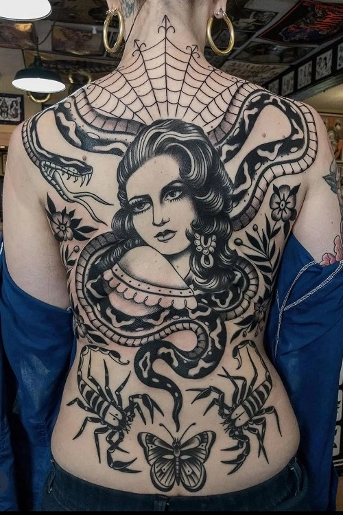 Women’s Traditional Back Tattoo