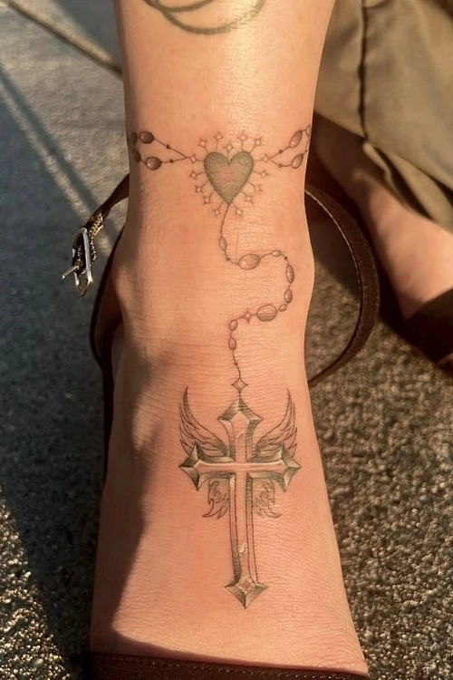 Cross Foot Tattoos for Women