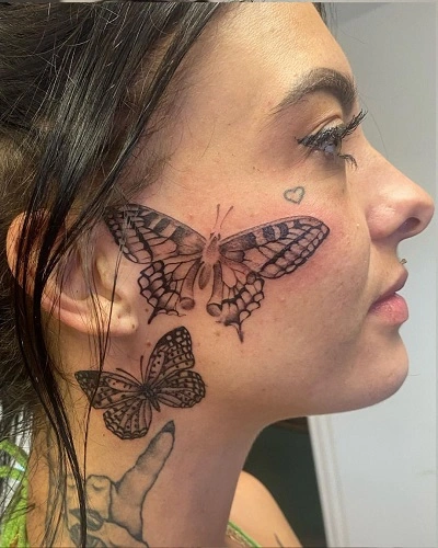 Butterfly Face Tattoo Women