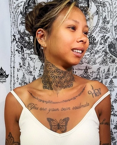 Spiritual Neck Tattoos for Women