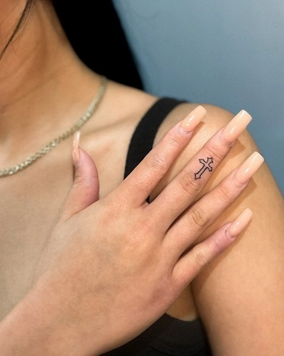 Cross Finger Tattoos for Women