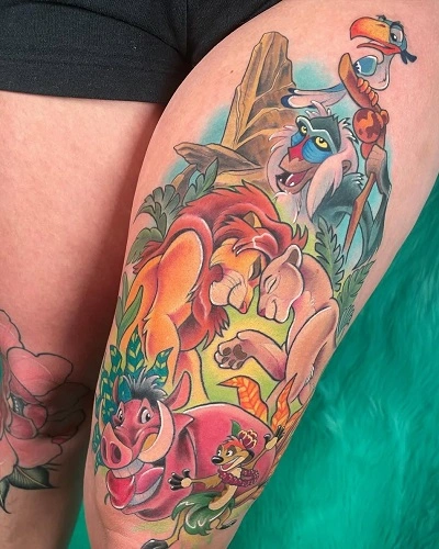 Disney Tattoo Front Thigh for Women