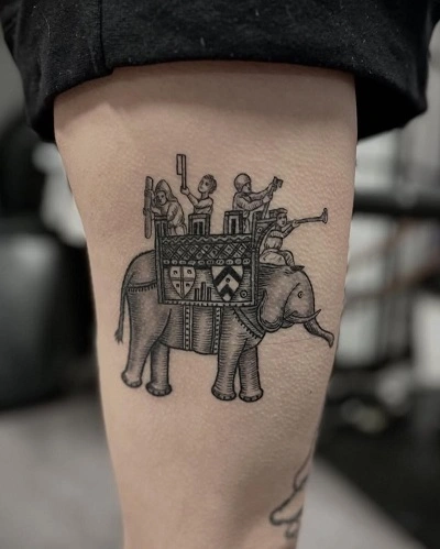 Elephant Thigh Tattoos for Women