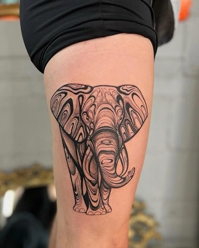 Elephant Thigh Tattoos for Women