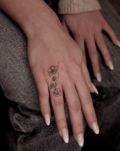 Flower Finger Tattoos for Women
