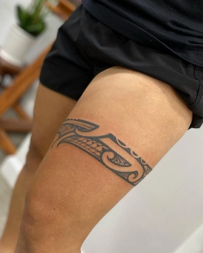 Front Thigh Tattoos Tribal Women