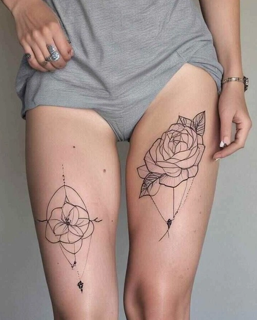 Front Thigh Tattoos for Women
