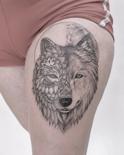 Front Thigh Tattoos for Women