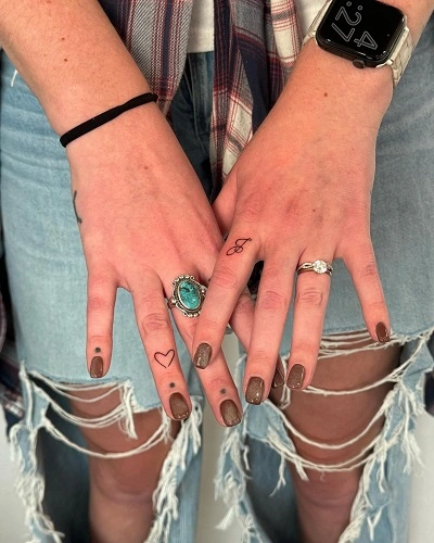 Heart Finger Tattoos for Women