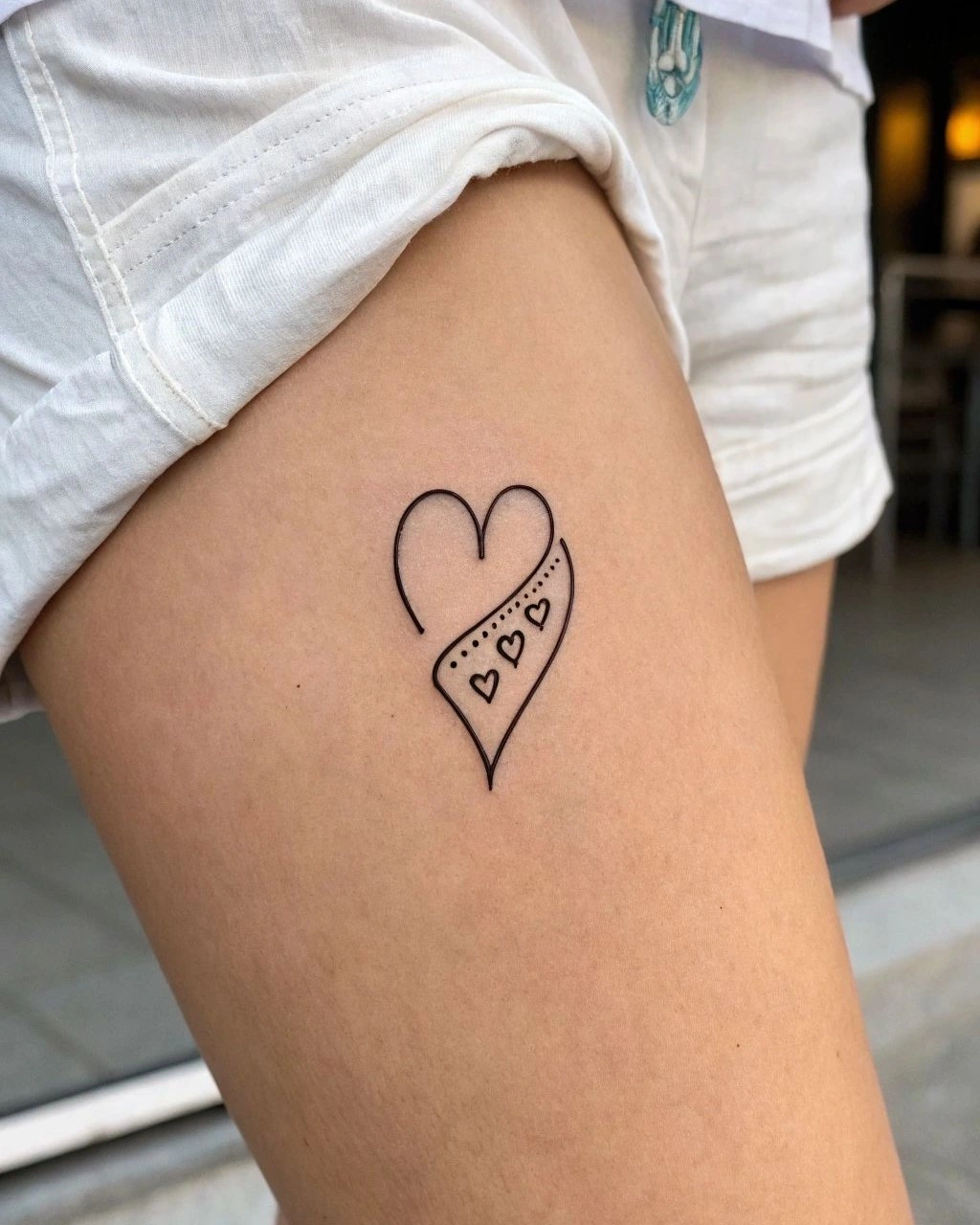 Love Heart Outer Thigh Tattoos for Women