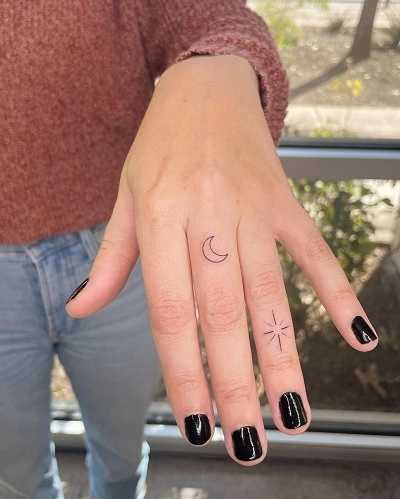 Moon Finger Tattoos for Women