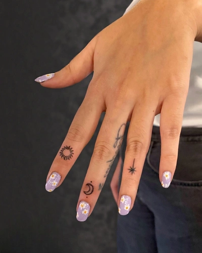 Moon Finger Tattoos for Women
