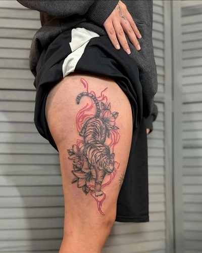 Outer Thigh Tattoos for Women