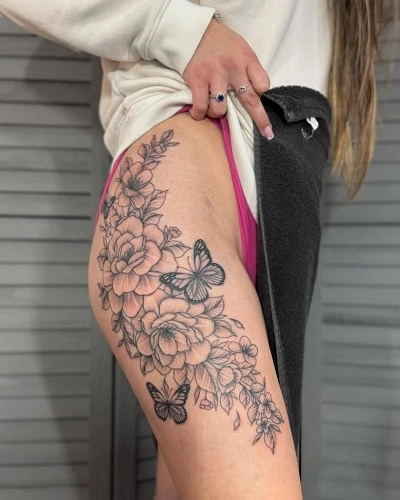 Outer Thigh Tattoos for Women