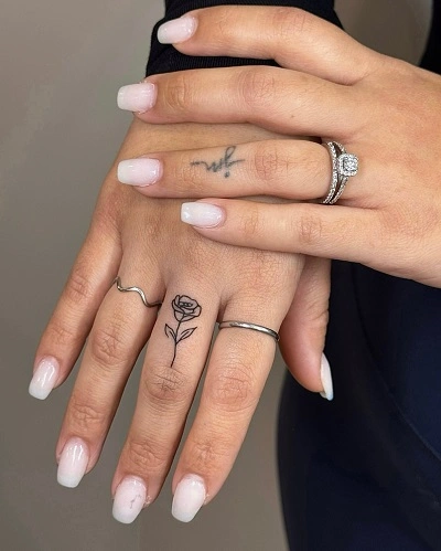 Rose Finger Tattoos for Women