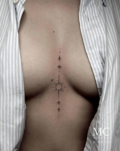 Simple Sternum Tattoos for Women