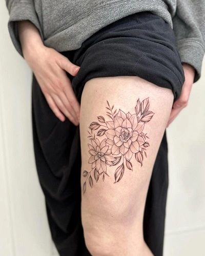 Simple Thigh Tattoos for Women