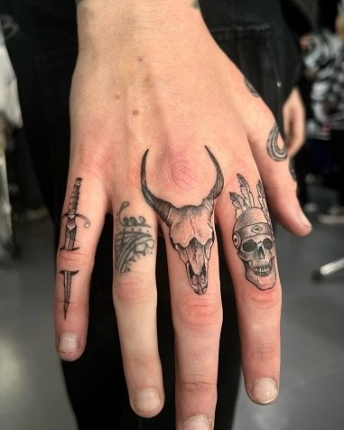 Skull Finger Tattoos for Women