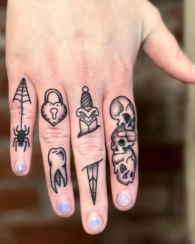 Skull Finger Tattoos for Women