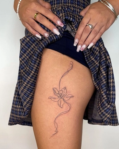 Small Outer Thigh Tattoos for Women