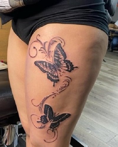 Thigh Tattoos for Women Butterfly