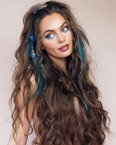 Boho Waves with Feathered Ends