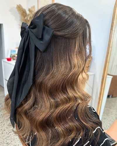 Half Up Velvet Bow Hairstyle