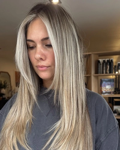 Long Layers with Face Framing Highlights