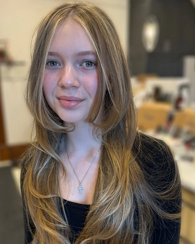Long Layers with Face Framing Highlights