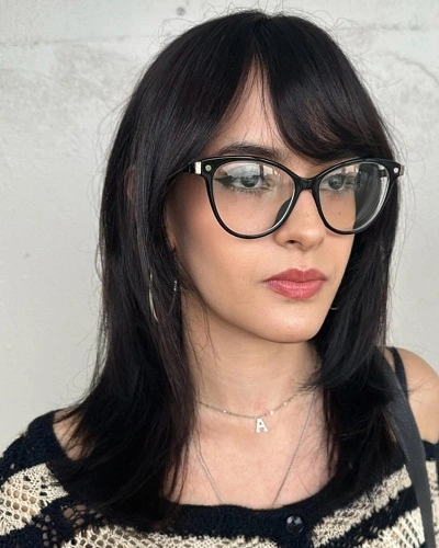 Side Swept Bangs with Medium Hair