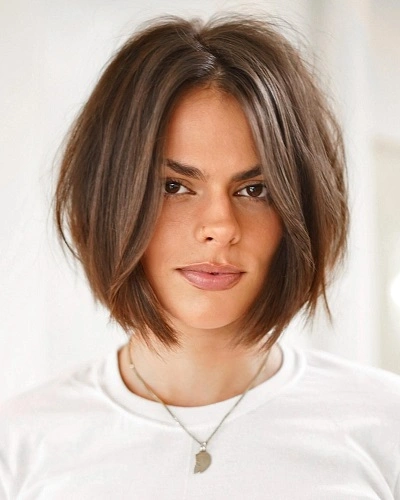 Blunt Bob with Curtain Bangs