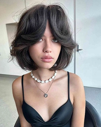 Blunt Bob with Curtain Bangs